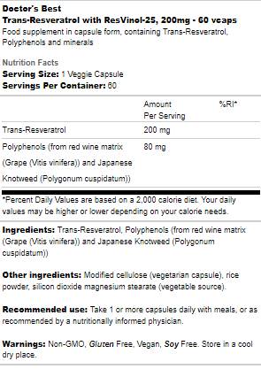 Trans-Resveratrol 200 mg | mit ResVinol-25 - 60 Kapseln