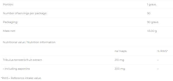Tribulus Terrestris 210 mg – 90 Kapseln