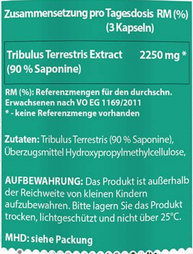 Tribulus Terrestris | 90 % Saponine – 90 Kapseln