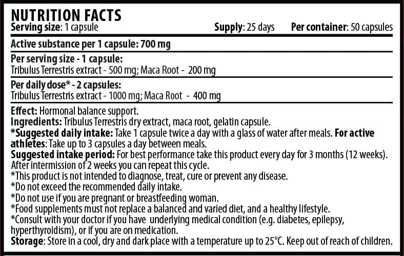 Tribulus mit Maca 1400 mg – 50 Kapseln