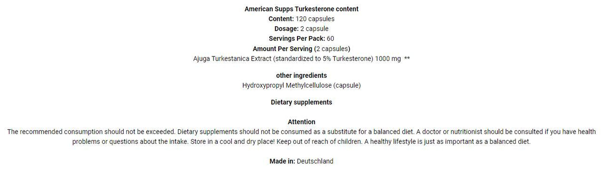 Turkesteron 10 % 1000 mg – 120 Kapseln