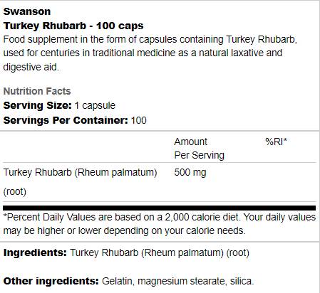 Truthahn-Rhabarber 500 mg 100 Kapseln