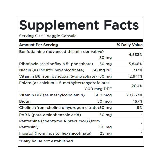 Aktiviertes B -Komplex hoher Potenz und Bioverfügbarkeit 430 mg - 60 Kapseln