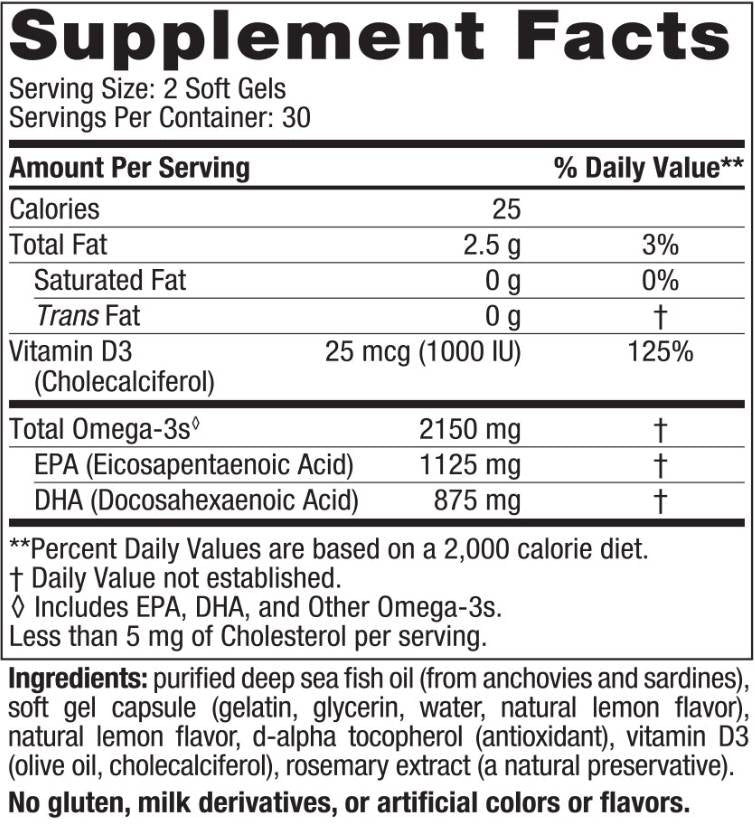 Ultimatives Omega 2X 2150 mg | Mit Vitamin D3 - 60 Gelkapseln