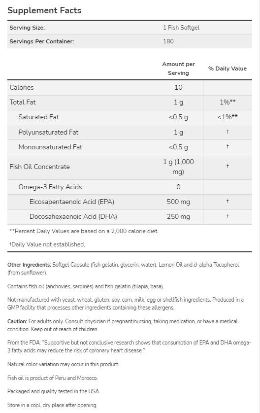 Ultra Omega 3 | Fischgelatine-Kapseln – 180 Kapseln