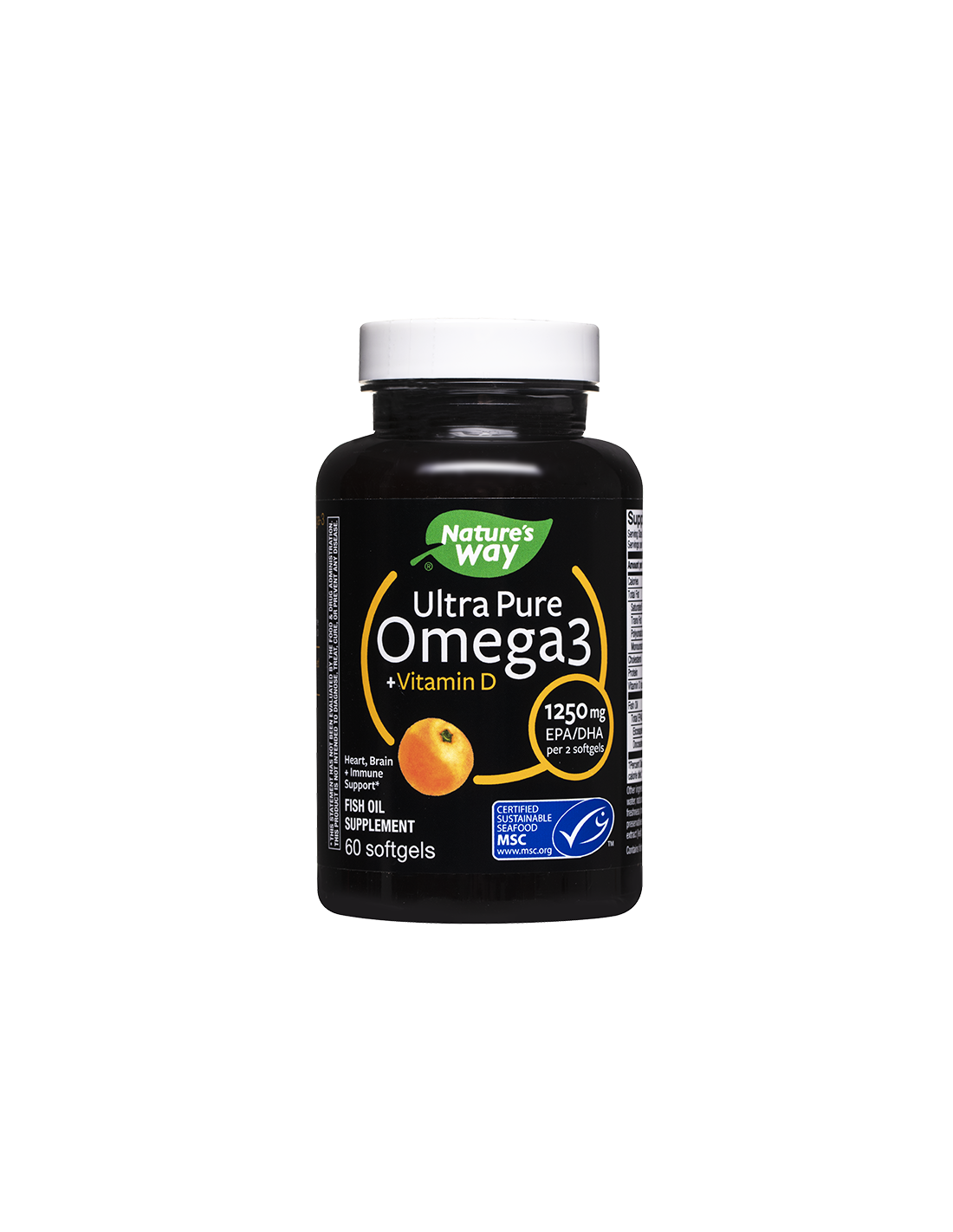 Ultrareines Omega-3 + Vitamin D3 – Ultrareines Omega-3 1250 mg + Vitamin D3 1000 IE, 60 Softgelkapseln Nature's Way