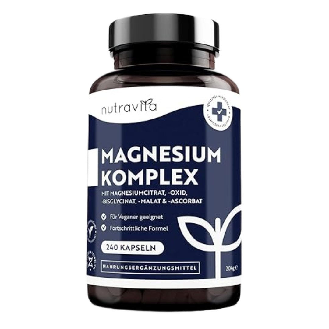 Magnesium Complex – 240 Kapseln mit hoher Konzentration – Vegan – <tc>Nutravita</tc>
