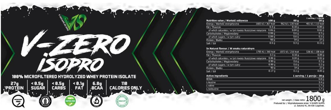 V-Zero Iso Pro | Molkenproteinisolat – 1800 Gramm