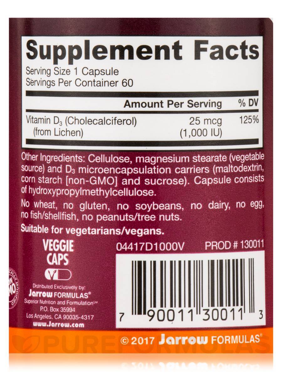 Veganes Vitamin D3 1000 IE 60 Kapseln