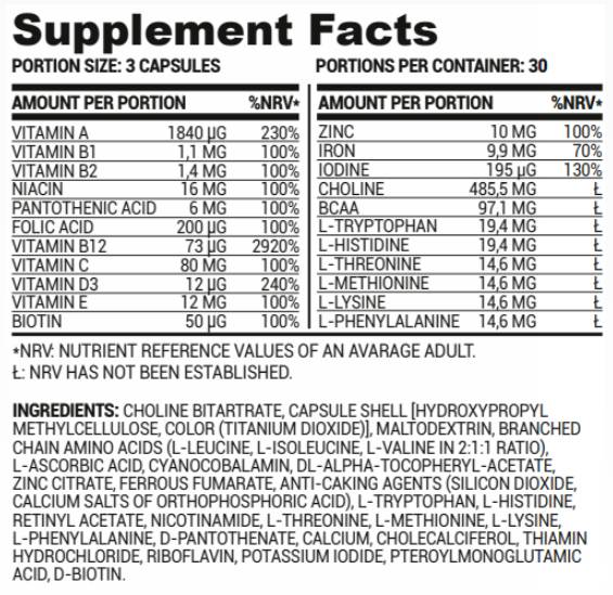 Vegane Vitaminunterstützung | Multivitamine und Mineralien für Veganer 90 Kapseln