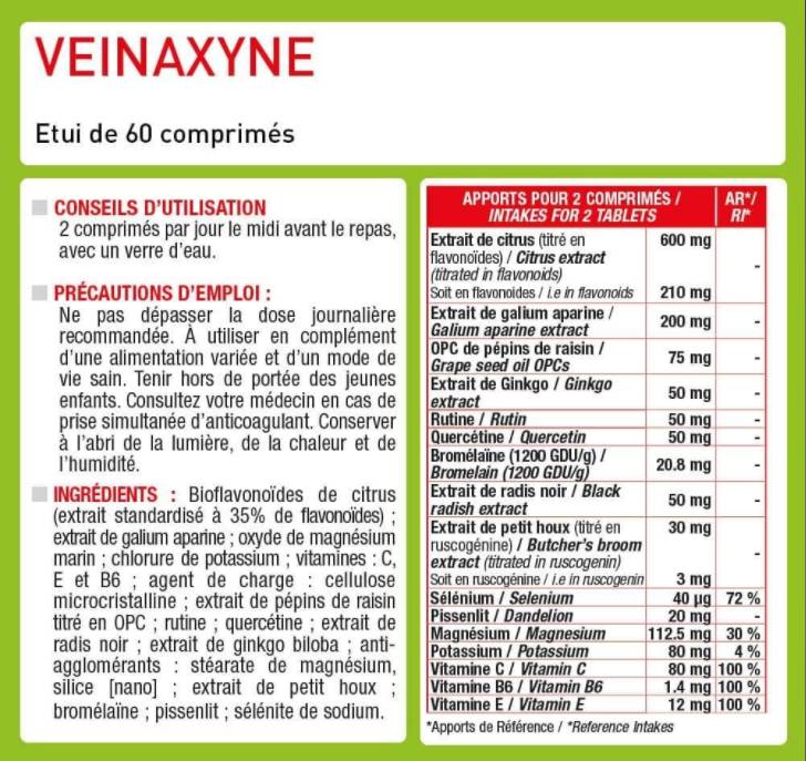 Veinaxyne® | Formel für Beinvenen – 60 Tabletten