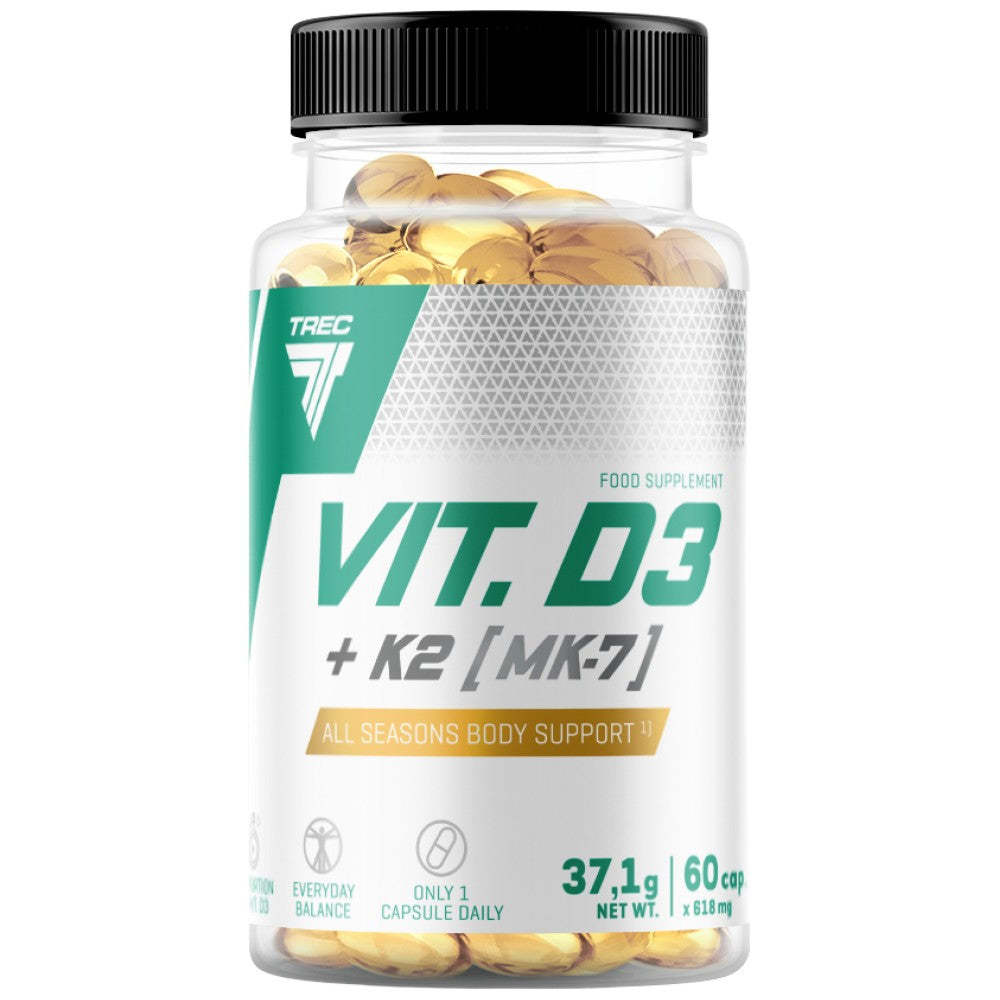 Vit. D3 + K2 (MK-7) | Vitamin-D- und Vitamin-K2-Formel 60 Kapseln