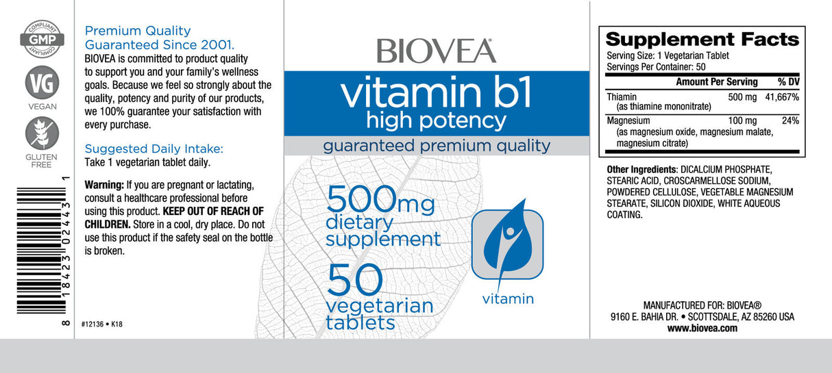 Vitamin B1 (hohe Wirksamkeit) 500 mg/50 Tabletten