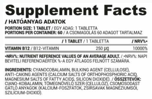 Vitamin B12 250 µg | Cyancobalamin 60 Tabletten