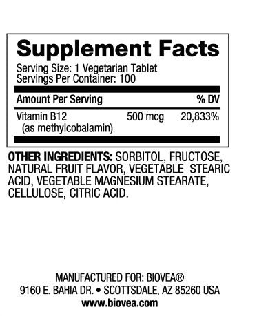 Vitamin B12 500 Methylcobalamin schnell löslich/100 Tabs