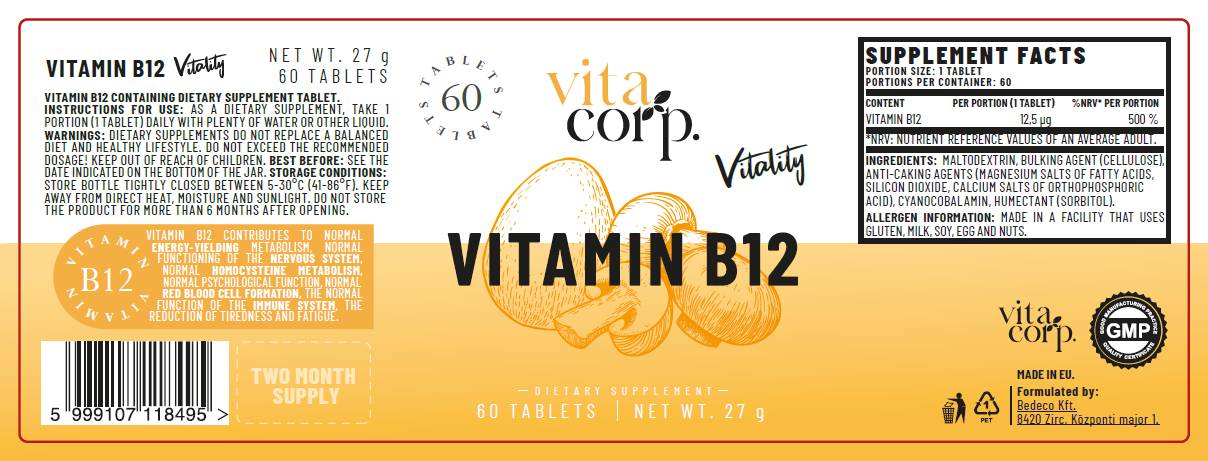 Vitamin B12 Cyanocobalamin 12,5 µg – 60 Tabletten