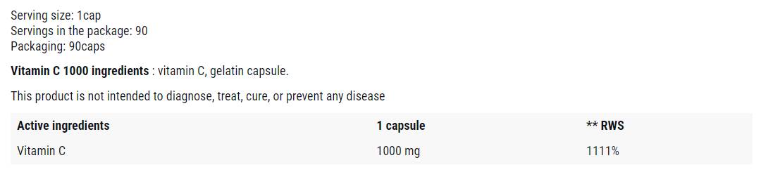 Vitamin C 1000 mg | Unterstützung der Immungesundheit – 90 Kapseln