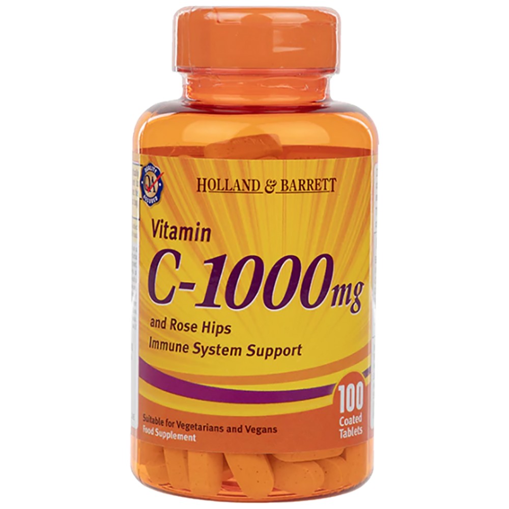 Vitamin C 1000 mg/mit Hagebutten und Bioflavonoiden – 100 Kapseln