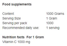 Vitamin C-Antioxidans | 100 % Vitamin-C-Pulver – 250 Gramm