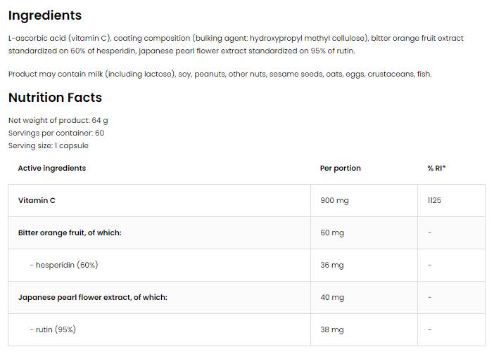 Vitamin C + Hesperidin + Rutin 60 Kapseln