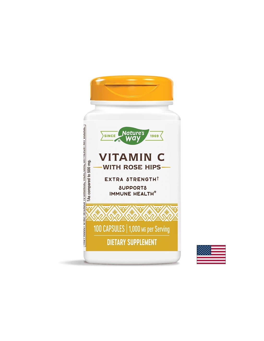 Vitamin C mit Hagebutten/Vitamin C 1000 mg & Hagebutten x 100 Kapseln Nature's Way