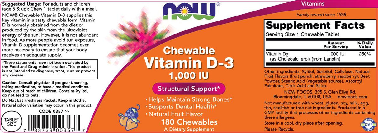 Vitamin D-3 1000 IE | Kaubar – 180 Kautabletten