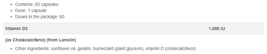 Vitamin D3 1000 IE 60 Gelkapseln