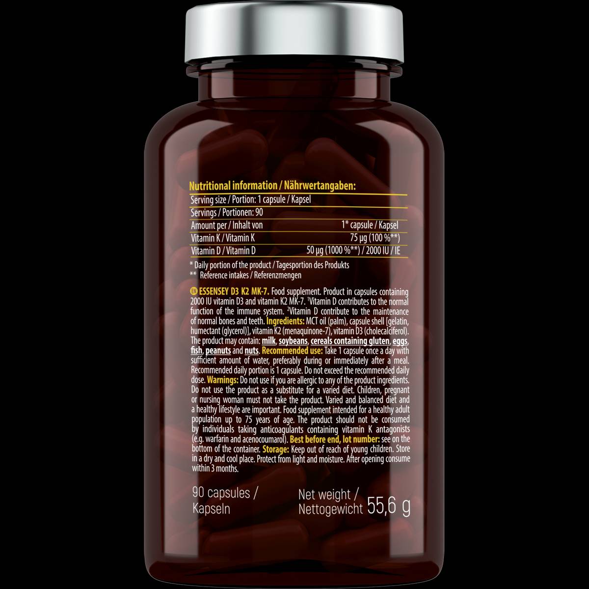 Vitamin D3 + MK7 90 Kapseln