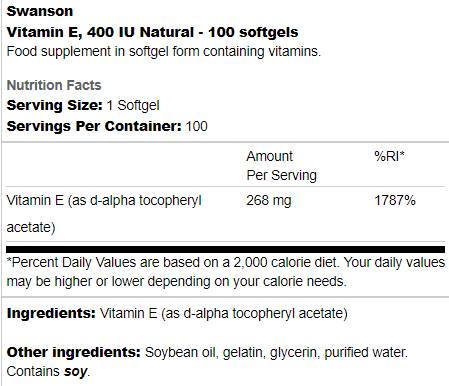 Vitamin E 400 IE natürlich 100 Gelkapseln