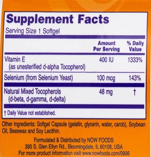 Vitamin E-400 + Selen – 100 Gelkapseln