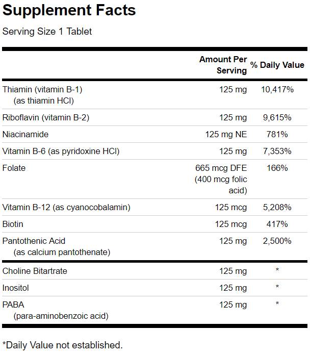 Vitamin B -125 -Komplex - hohe Potenz 250 Kapseln