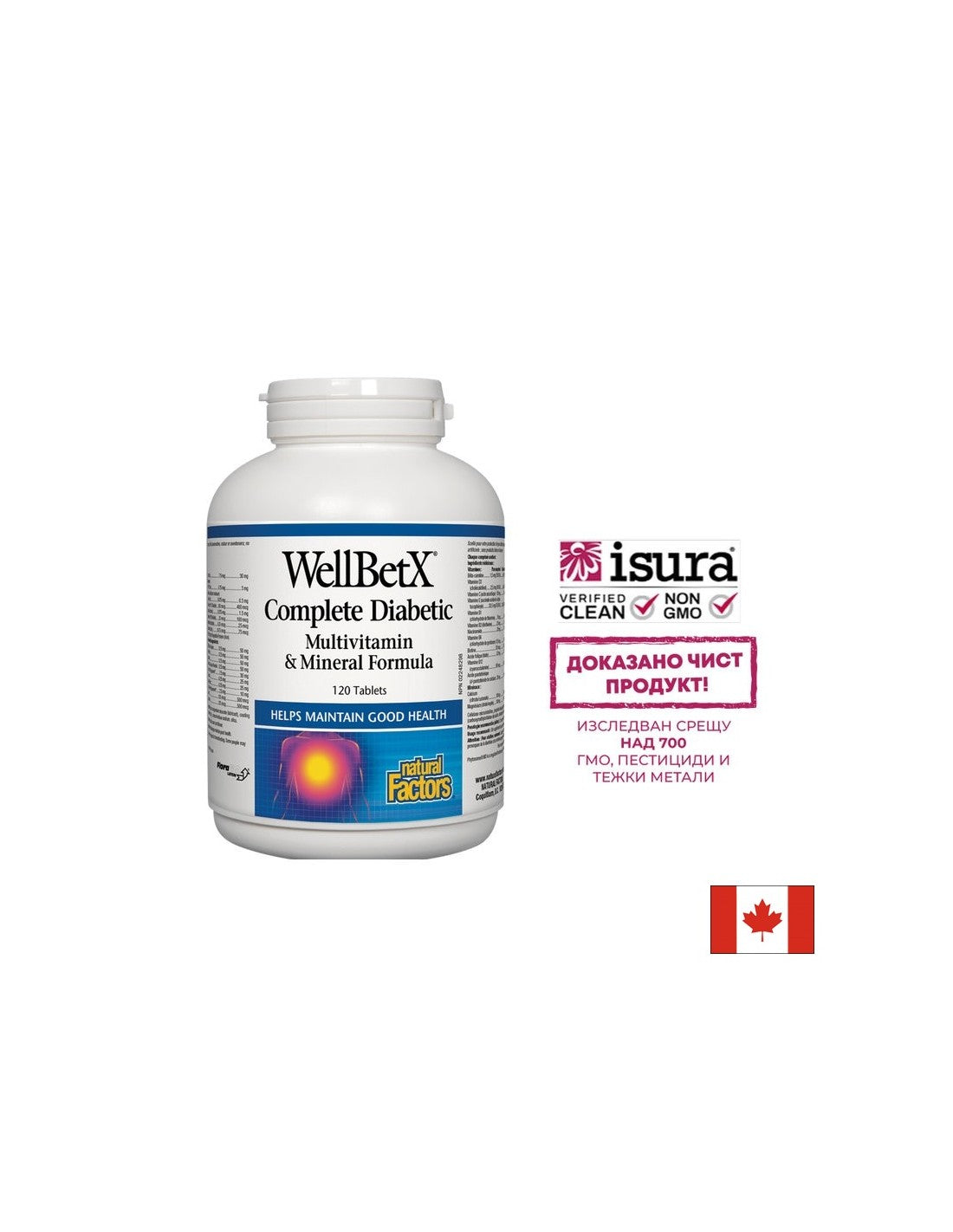 WellBetX® Komplettes Diabetiker-Multivitaminpräparat, 120 Tabletten <tc>Natural Factors</tc>