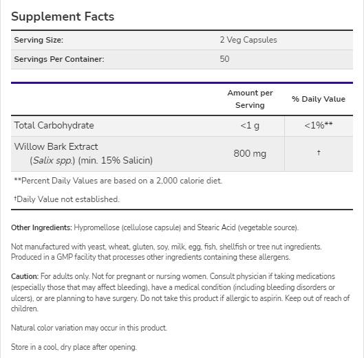 Weidenrindenextrakt 400 mg – 100 Kapseln
