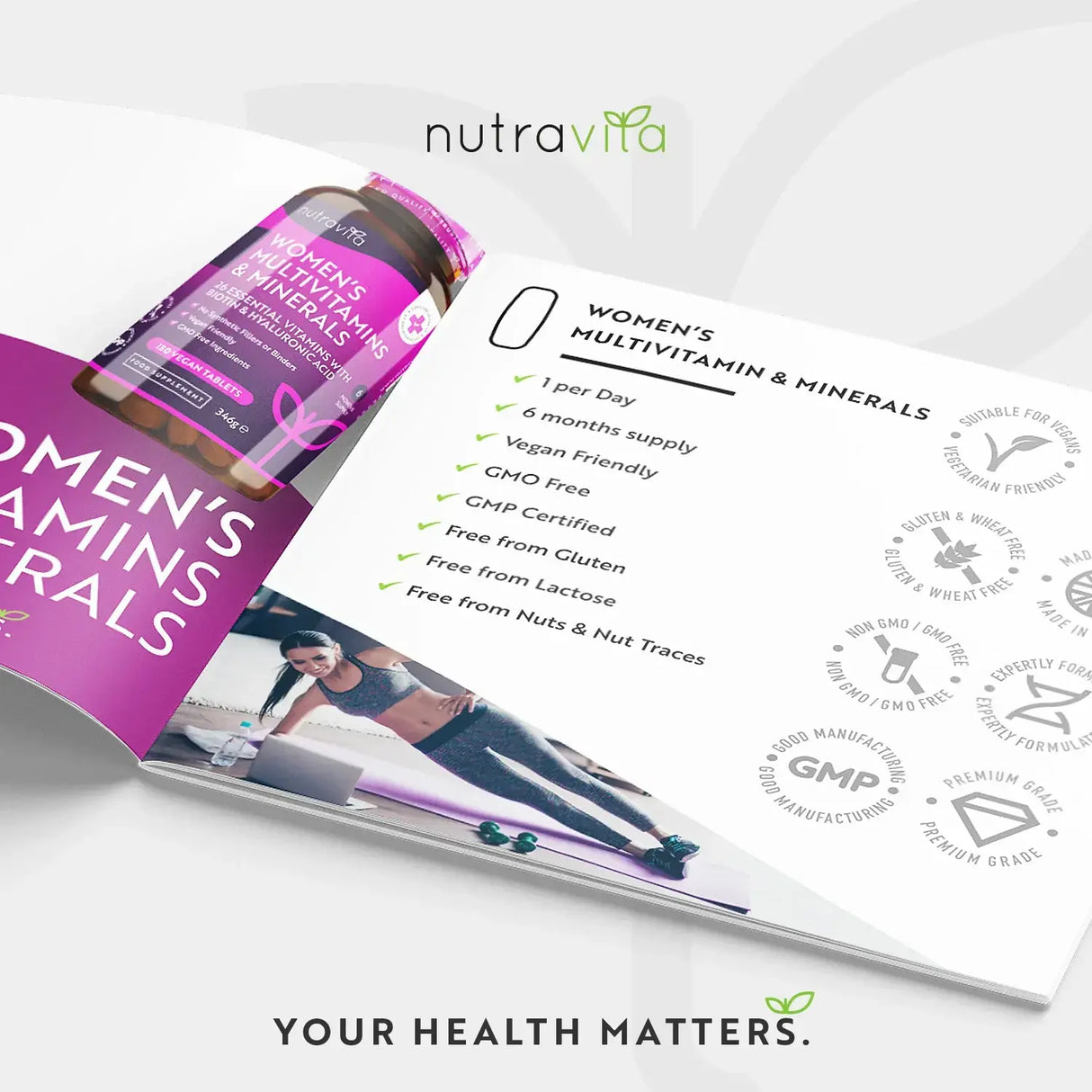 Multivitamine für Frauen mit Biotin und Hyaluronsäure, 180 vegane Tabletten