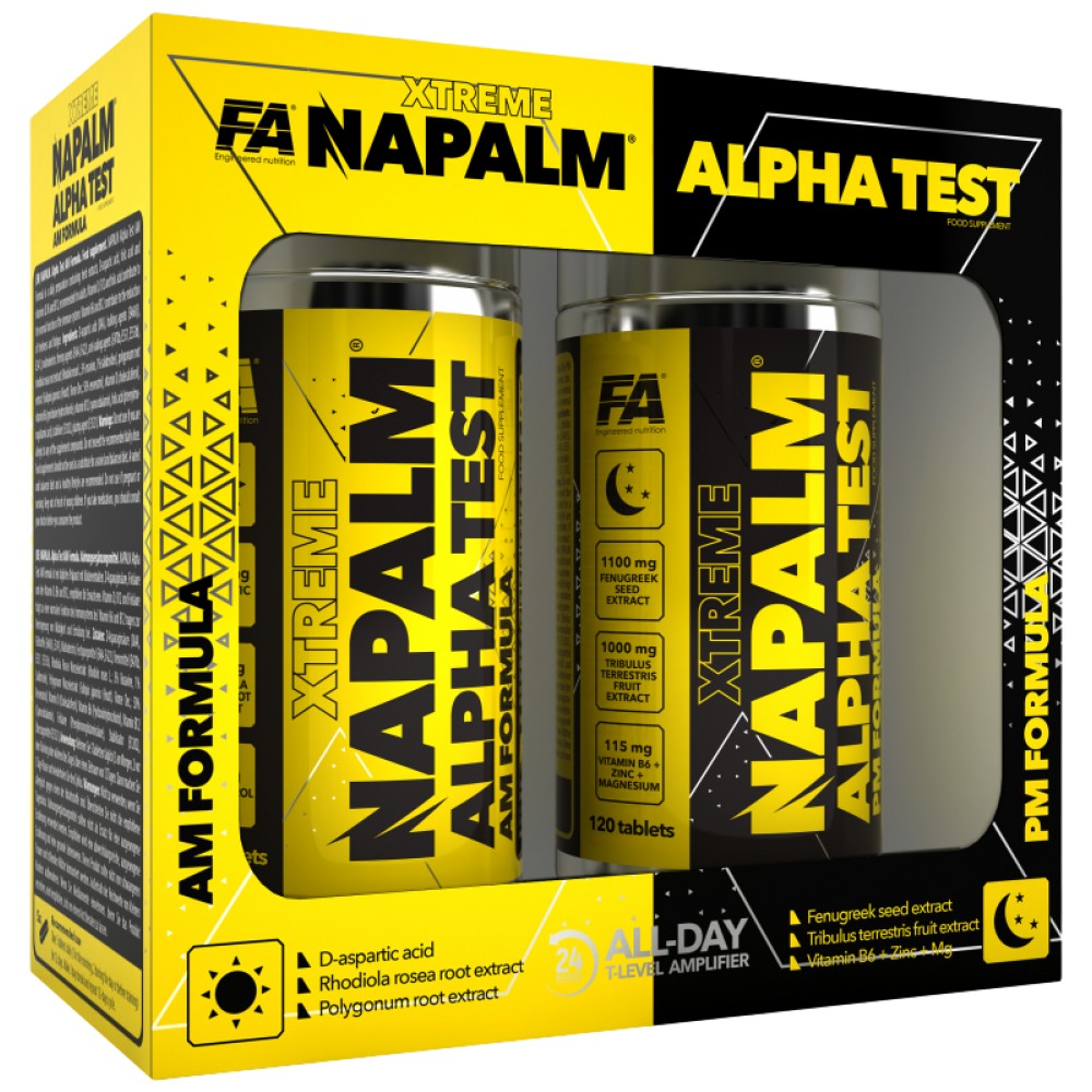 Xtreme Napalm Alpha-Test | AM- und PM-Formel – 120 + 120 Tabletten