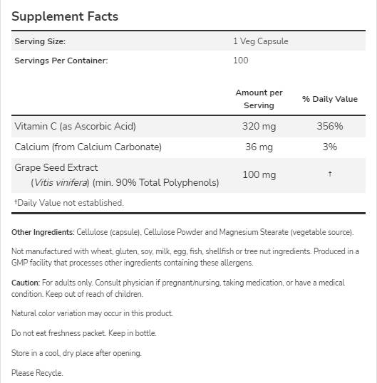 Traubensamen 100mg | Standardisierter Extrakt - 200 Kapseln