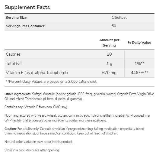 Vitamin E -1000 Natural - 50 Gelkapseln