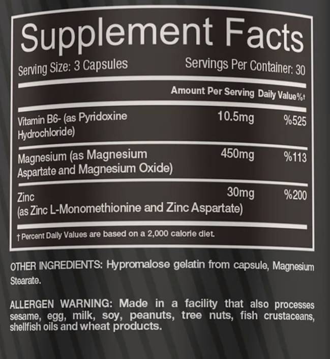 ZMA | mit Zink, Magnesium und B6 90 Kapseln