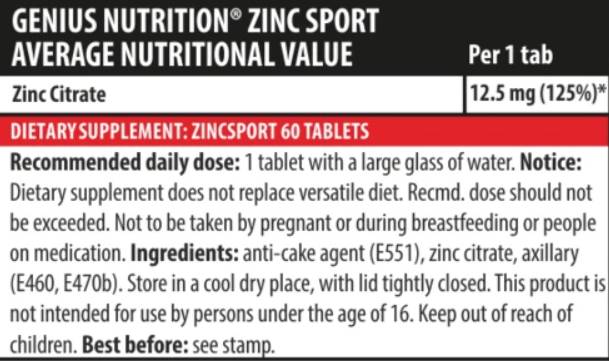Zink Sport - 60 Tabletten