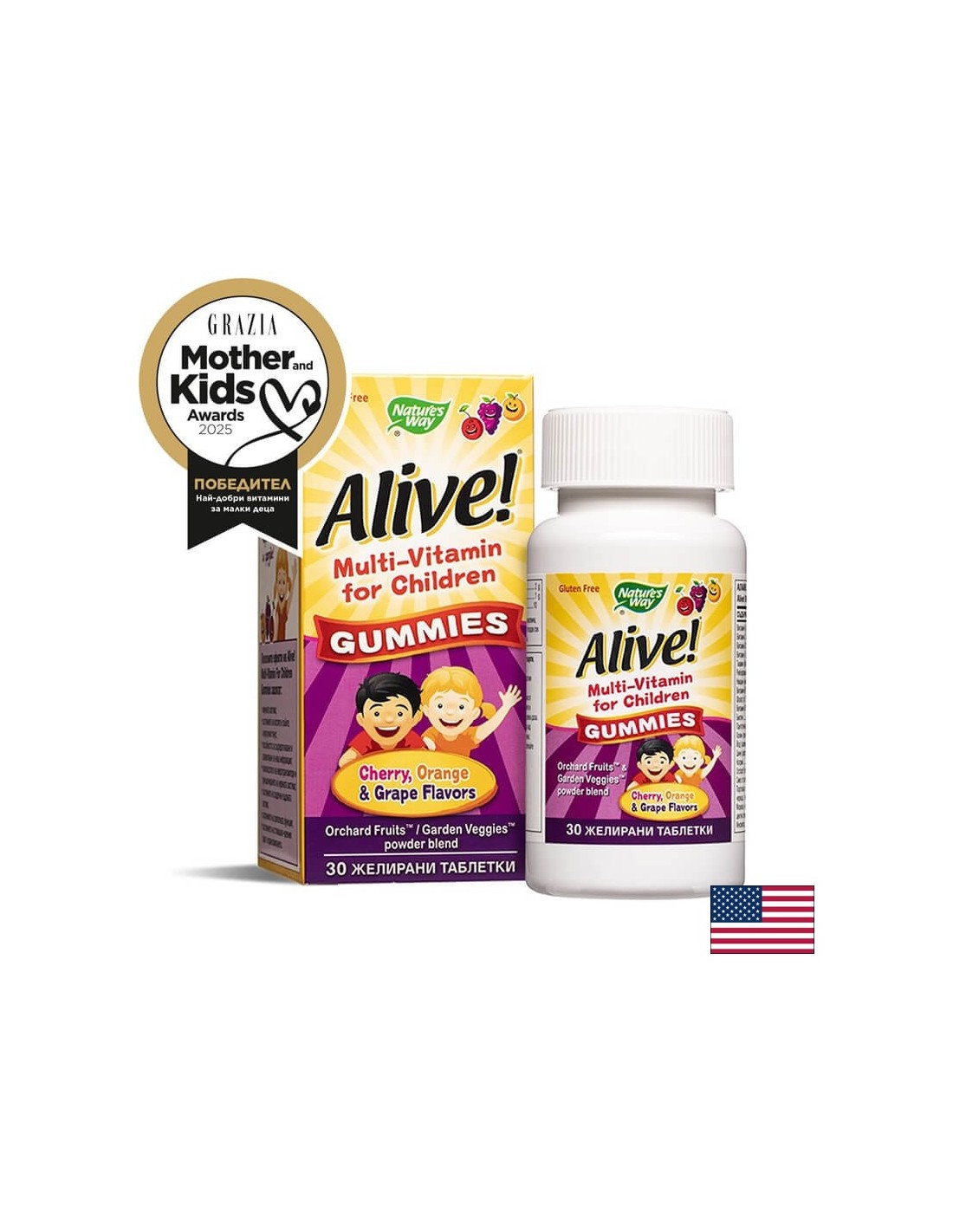 <tc>Alive</tc>! Multivitamin für Kinder Gummies / <tc>Alive</tc>! Multivitamine für Kinder, 30 Geltabletten Nature's Way