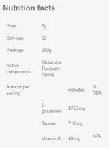 Glutamin -Erholung Amino - 250 Gramm
