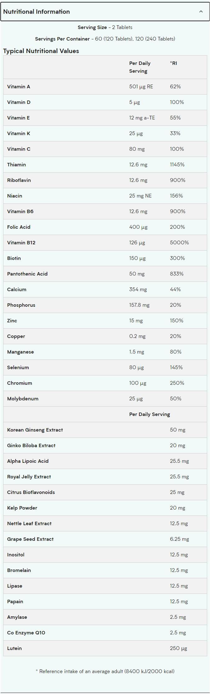 Alpha Männer Super Multi Vitamin - 240 Tabletten