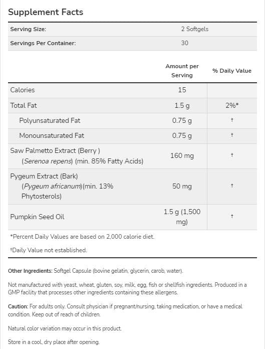 Pygeum & Saw Palmetto / gesunde Prostata - 120 Gelkapseln