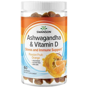Ashwagandha Gummies with Vitamin D | Passion Fruit Orange 60 Chewable Tablets - Nutra Best Europe