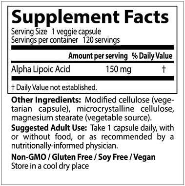 Beste Alpha -Liponsäure 150 mg - 120 Kapseln