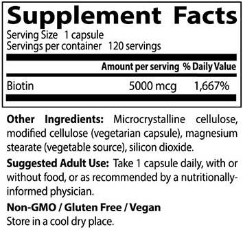 Bestes Biotin 5000 MCG - 120 Kapseln