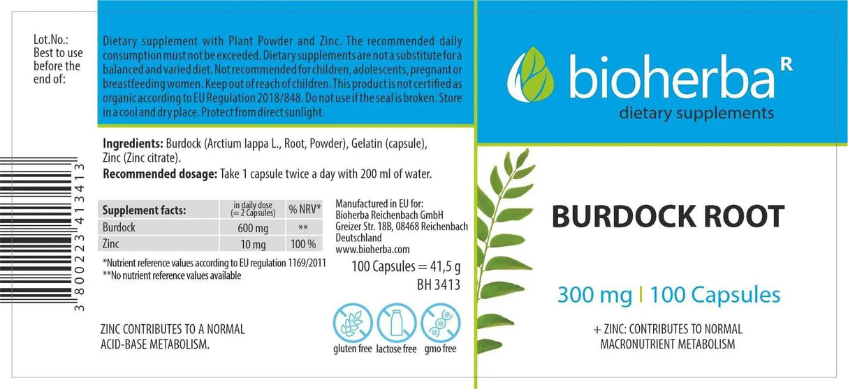 Burdockwurzel 400 mg - 100 Kapseln
