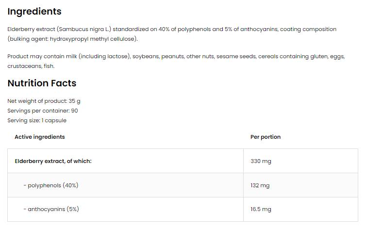 Elderberry Extract 330 mg | VEGE 90 Kapseln