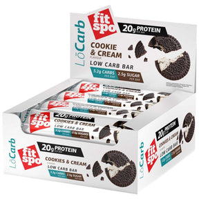LoCarb Protein Bars | Keto Friendly Cookies & Cream - 12 x 60 grams - Nutra Best Europe