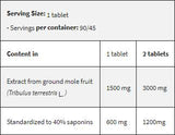 Tribulus terrestris 1500 / Maximale Stärke 90 Tabletten